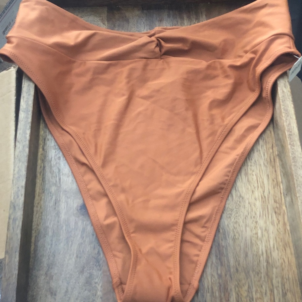 aerie High-Cut Bikini Bottoms in Rust